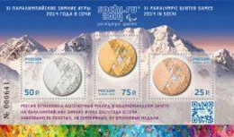Russia 2014 XI Paralympic Winter Games In Sochi Olympic Medals Numbered Block With Overprint - Winter 2014: Sotchi