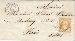 1856 - Lettre Cad. T15 De CHARONNE (60) Affr. N°13 Oblit. Pc 755 - 1849-1876: Periodo Classico
