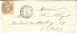 1858 - Lettre De PARIS Cad. 1520 Bureau C Affr. N°13 Oblit. C Bâton P L - 1849-1876: Classic Period
