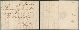 LAC Datée De Furnes (17X4) + Obl Linéaire Noir FURNES Port "6" > Abbaye De Loo à Lille - 1714-1794 (Pays-Bas Autrichiens)