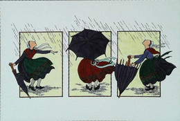 ► CPSM Illustration Marie Odile Huet Humeau Jour De Pluie  N°37  Parapluie - Sonstige & Ohne Zuordnung