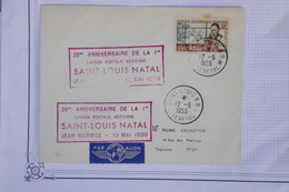 AY16 AOF   BELLE CARTE 1955 IER VOL  ST LOUIS NATAL  +A TOULOUSE   +AFFRANCH.  PLAISANT - Storia Postale