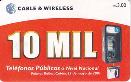 TARJETA DE PANAMA DE CABLE & WIRELESS DE B/3.00  10 MIL TELEFONOS PUBLICOS - Panamá