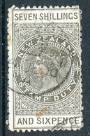 New Zealand 1882-1930 QV Longtype Fiscal Revenue - P.11 - Wmk. 7mm - 7/6 Bronze-grey Fiscally Used (SG F63) - Fiscaux-postaux