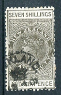 New Zealand 1882-1930 QV Longtype Fiscal Revenue - P.11 - Wmk. 7mm - 7/6 Bronze-grey Fiscally Used (SG F63) - Fiscali-postali