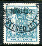 New Zealand 1931-40 Arms Type Fiscal Revenue - Cowan Paper - 7/- Blue Used (SG F151) - Fiscal-postal