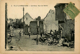 Rilly La Montagne * Le Carrefour Rue De Reims * Militaires * Bombardement Ww1 War - Rilly-la-Montagne
