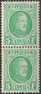 Belgique 1927 COB 209, 5 F Houyoux En Paire Verticale. Splendide, Fraîcheur Postale - 1922-1927 Houyoux