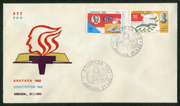 Türkiye 1983 Constitution | Ballot Box, Open Book, Scale  Mi 2627-2628 FDC - Lettres & Documents