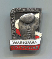 OLD BOX BOXING EUROPEAN CHAMPIONSHIP 1953 WARSAW POLAND PARTICIPANT ENAMEL PIN BADGE!!! - Boksen