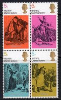Great Britain GB 1970 Charles Dickens Death Centenary 5d Block Of 4, MNH, SG 824/7 - Ongebruikt