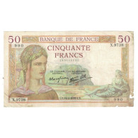 France, 50 Francs, Cérès, 1939, X.9738 990, TB, Fayette:18.22, KM:85b - 50 F 1934-1940 ''Cérès''