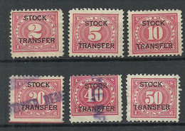 USA Internal Revenue Stock Transfer Tax, 6 Stamps, O/(*) - Fiscale Zegels
