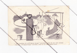 Carte Postale Publicitaire BP ENERGOL - Motor Oil - Martien, Soucoupe Volante, Humour Pompiste. 1956 (B310 ) - Publicité