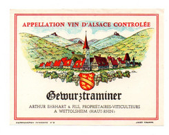 Etiquette De Vin Et Collerette: Alsace, Gewurztraminer, Arthur Ehrhart & Fils, Viticulteur à Wettolsheim (22-615) - Gewurztraminer