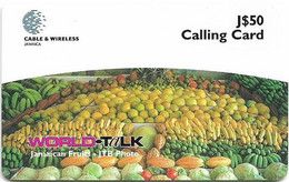 Jamaica - C&W (World Talk) - Jamaican Fruits, (Small Barcode), Remote Mem. 50J$, Used - Giamaica