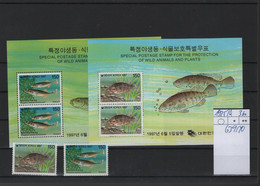 Korea Süd Michel Cat.No. Mnh/** 1925/1926 + Sheet 639/640 Fish - Korea (Zuid)