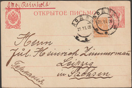 Pologne / Russie 1909. Entier Postal Oblitéré Łódź, à Destination De Leipzig - Frankeermachines (EMA)