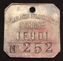 Jeton De Nécessité, De Consigne D'atelier - Paris 8e "Grand Garage St Augustin / Jeudi / N°252" - Monétaires / De Nécessité