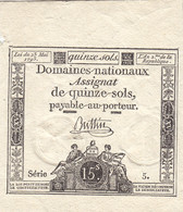 RARE Assignat 15 Sols Du 23 Mai 1793 Série 5 Ass.41a  TRÈS BEL ÉTAT - Assignats & Mandats Territoriaux