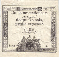 RARE Assignat 15 Sols Du 23 Mai 1793 Série 5 Ass.41a  TRÈS BEL ÉTAT - Assignats & Mandats Territoriaux