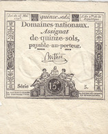 RARE Assignat 15 Sols Du 23 Mai 1793 Série 5 Ass.41a  TRÈS BEL ÉTAT - Assignats & Mandats Territoriaux