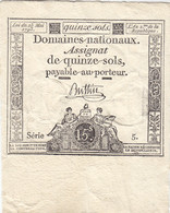 RARE Assignat 15 Sols Du 23 Mai 1793 Série 5 Ass.41a  TRÈS BEL ÉTAT - Assignats & Mandats Territoriaux