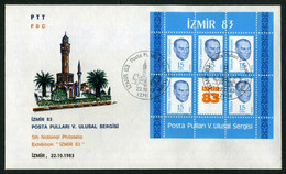 Türkiye 1983 5th National Postal Stamps Philatelic Exhibition Souvenir Sheet | ATATÜRK Mi 2648 Block 23 FDC - Covers & Documents