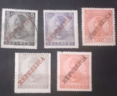 Acores 1911 King Manuel II Lot Unused No Gumm - Otros & Sin Clasificación