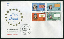 Türkiye 1984 16 Turkish States - I | Hun Empire, Western Hun Empire, European Hun Empire Mi 2673-2676 FDC - Briefe U. Dokumente