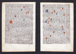 Leaf Of A Book Of Hours Printed On Vellum / Blatt Eines Gedruckten Stundenbuches Auf Pergament / Feuillet D'un - Livres Anciens