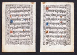 Leaf Of A Book Of Hours Printed On Vellum / Blatt Eines Gedruckten Stundenbuches Auf Pergament / Feuillet D'un - Livres Anciens