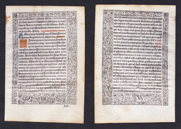 Leaf Of A Book Of Hours Printed On Vellum / Blatt Eines Gedruckten Stundenbuches Auf Pergament / Feuillet D'un - Livres Anciens