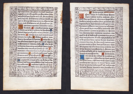 Leaf Of A Book Of Hours Printed On Vellum / Blatt Eines Gedruckten Stundenbuches Auf Pergament / Feuillet D'un - Livres Anciens