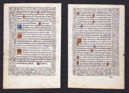 Leaf Of A Book Of Hours Printed On Vellum / Blatt Eines Gedruckten Stundenbuches Auf Pergament / Feuillet D'un - Livres Anciens