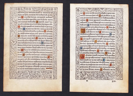 Leaf Of A Book Of Hours Printed On Vellum / Blatt Eines Gedruckten Stundenbuches Auf Pergament / Feuillet D'un - Livres Anciens