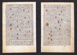 Leaf Of A Book Of Hours Printed On Vellum / Blatt Eines Gedruckten Stundenbuches Auf Pergament / Feuillet D'un - Livres Anciens