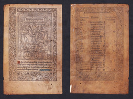 Leaf Of A Book Of Hours Printed On Vellum / Blatt Eines Gedruckten Stundenbuches Auf Pergament / Feuillet D'un - Livres Anciens