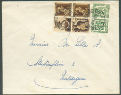 Bloc De 4 Du 70c Léopold III/Ostende-douvres Lotterie Coloniale + Paire 35c. Sceau De L'état TELEFUNKEN Obl. Sc BRUXELLE - Otros & Sin Clasificación