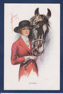 CPA Femme Avec Cheval Horse Woman Illustrateur Non Circulée - Paarden