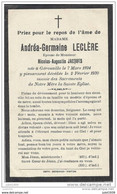 GEROUVILLE ..-- Mme Andréa-Germaine LECLERE , épouse De Mr Nicolas JACQUES , Née En 1894 , Décédée En 1930 . - Meix-devant-Virton