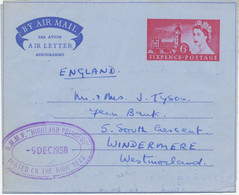 GB 1958, QEII 6d Parliament Aerogram - Combination Of Ship Mail And Air Mail With R.M.M.V. "HIGHLAND PRINCESS" - POSTED - Briefe U. Dokumente