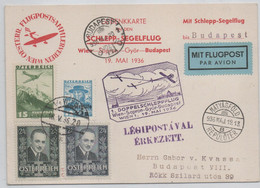 Austria 1936 Card With 4 Stamps, SCHLEPP-SEGELFLUG Wien-Sopron-Gyoer-Budapest - Unclassified
