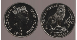 COOK   5 Dollars  (Lion) 1991  Copper-nickel • 28.28 G • ⌀ 38.61 Mm KM# 226 - Cook Islands