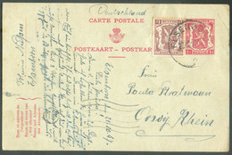 CANTON De L'EST E.P. Carte TRILINGUE Lion Petit Sceau + Tp 1Fr. Obl. Sc ELSENBORN 23.10.1947  Vers Cosdy Rhein.  -  1963 - Cartes Postales 1934-1951