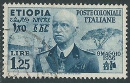 1936 ETIOPIA USATO EFFIGIE 1,25 LIRE - RF25 - Ethiopie