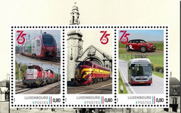 Luxembourg 2021, Bloc Meng.post.lu 75 Ans CFL 2021 - Trains, MNH S/S - Ongebruikt
