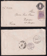 Brazil Brasil 1892 Uprated Stationery Envelope TAQUARA X ZOFINGEN Germany Via Porto Alegre Via LISBOA Violett Postmark - Covers & Documents