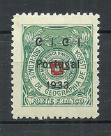 PORTUGAL 1933 Portofreiheitsmarke F. D. Geographische Gesellschaft Lisboa * - Ongebruikt