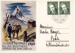 Schweiz 1946: Bild-PK CPI Rodolphe Toepffer Zu WI 117 Mi 475 Yv 433 O JOURNÉE SUISSE DU TIMBRE 8.XII.46 SION (Zu 14.00) - Donkeys